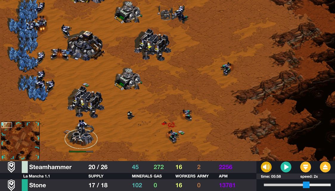Steamhammer getting academy, Stone with SCVs